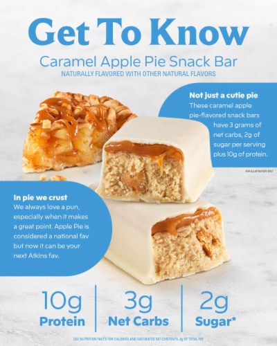 Atkins Caramel Apple Pie Snack Protein Bar Perspective: left