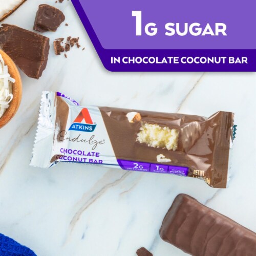 Atkins Low Sugar Endulge Chocolate Coconut Bar Bonus Pack Perspective: left