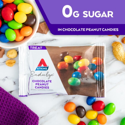 Atkins Low Sugar Endulge Chocolate Peanut Candies Bonus Pack Perspective: left