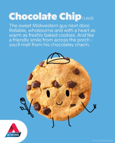 Atkins Crunchy Chocolate Chip Protein Cookies Perspective: left