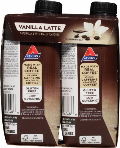 Atkins® Iced Coffee Vanilla Latte Protein Shake Perspective: left