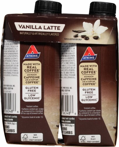 Atkins® Iced Coffee Vanilla Latte Protein Shake Perspective: left
