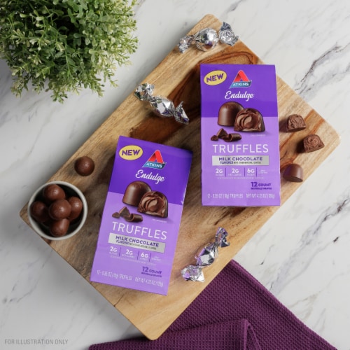 Atkins Endulge Milk Chocolate Truffles Perspective: left