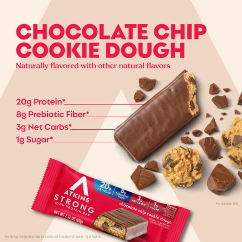 Atkins Chocolate Chip Cookie Dough High Protein Bar Perspective: left