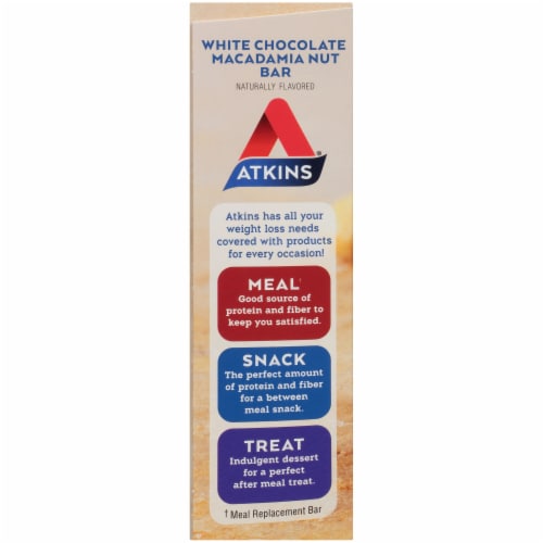 Atkins White Chocolate Macadamia Nut Snack Bars Perspective: left