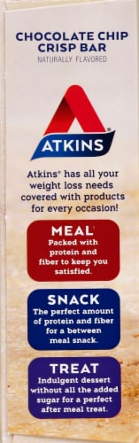 Atkins Chocolate Chip Crisp Snack Bars 5 Count Perspective: left