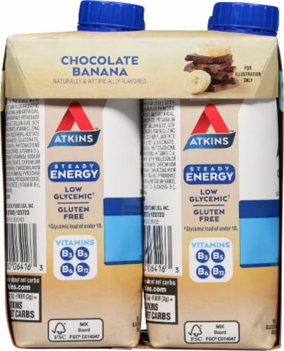 Atkins Chocolate Banana Energy Shakes Perspective: left