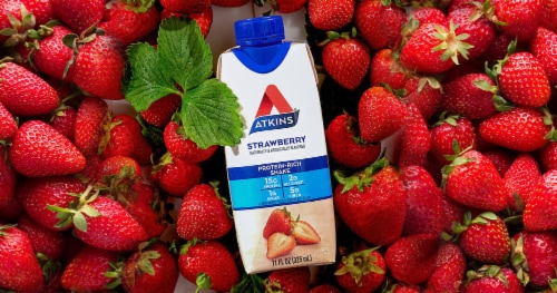 Atkins Strawberry Protein Shake Perspective: left