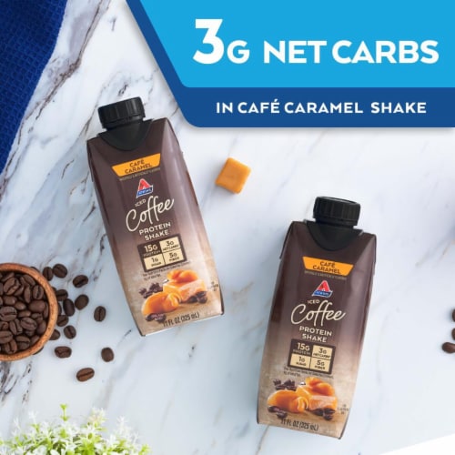 Atkins Cafe Caramel Protein Shake Perspective: left