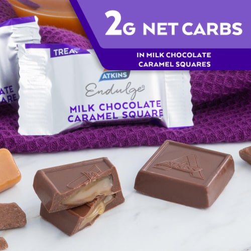 Atkins Endulge Low Sugar Milk Chocolate Caramel Squares Perspective: left