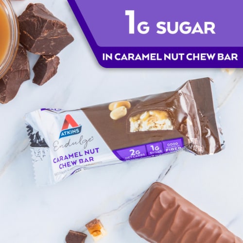 Atkins Endulge Caramel Nut Chew Treat Bars 5 Count Perspective: left