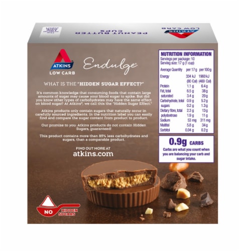 Atkins Endulge Peanut Butter Cups Perspective: left