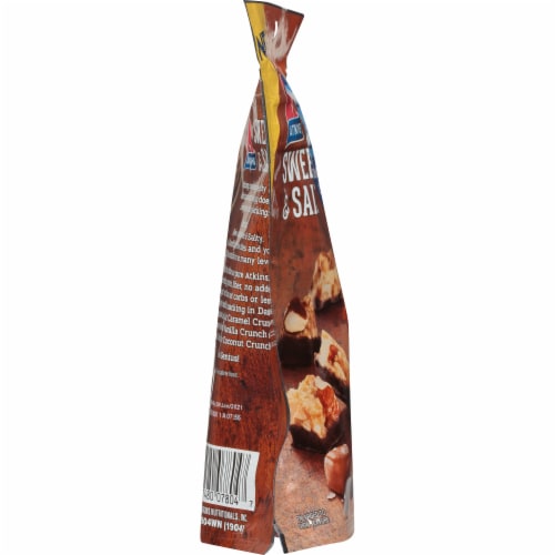 Atkins® Sweet & Salty Dark Chocolate Sea Salt Caramel Crunch Bites Perspective: left