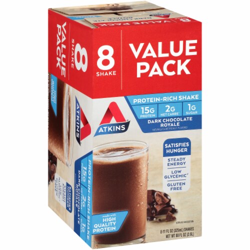 Atkins Dark Chocolate Royale Protein Shakes Value Pack Perspective: left