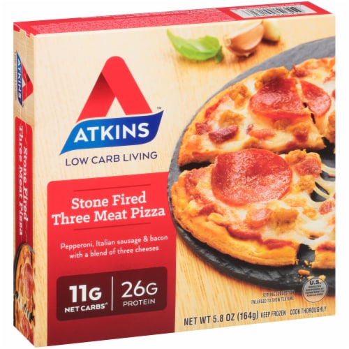 Atkins™ Stone Fired Three Meat Pizza Perspective: left