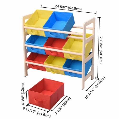 Wood Frame Organizer Toy Storage Shelf with 9 Removable Bins for Playroom  Drawing Room, 1 - Fry's Food Stores