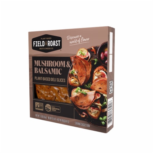 Field Roast Mushroom & Balsamic Plant-Based Deli Slices Perspective: left