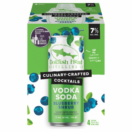 Dogfish Head Blueberry Shrub Vodka Soda Culinary-Crafted Cocktail Perspective: left