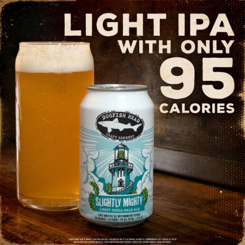 Dogfish Head Beer Slightly Mighty Lo-Cal IPA Beer Perspective: left