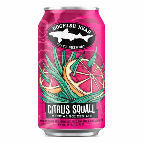 Dogfish Head Citrus Squall Double IPA Beer Perspective: left