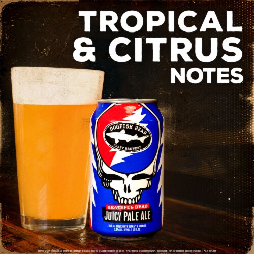 Dogfish Head Beer x Grateful Dead Juicy Pale Ale Perspective: left