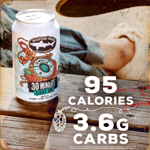 Dogfish Head 30 Minute Light IPA Beer Perspective: left