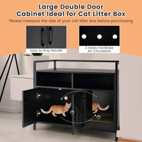 Slickblue Hidden Cat Washroom with Double Doors and Scratch Cardboard Perspective: left