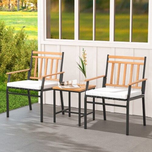 Slickblue Acacia Wood Patio Furniture Set 3 Pieces Outdoor Conversation Set Perspective: left
