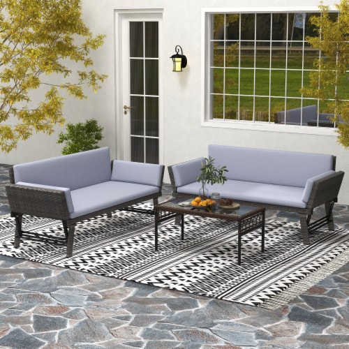 Slickblue Convertible Sofa Daybed for Outdoor Spaces with Adjustable Armrests Perspective: left