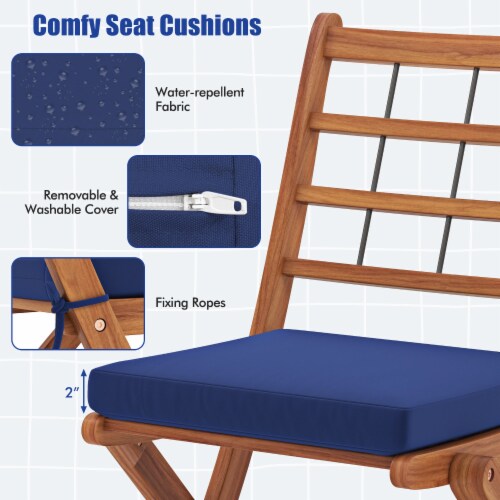 Slickblue Outdoor 3 Piece Acacia Wood Bistro Set with Cushions for Backyard Perspective: left