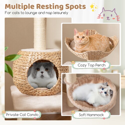 Slickblue 5-Layer Climbing Cat Tree with Sisal Scratching Posts and Washable Cushions Perspective: left