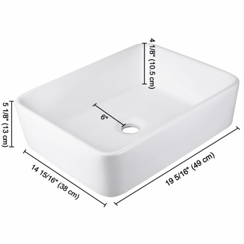 Aquaterior™ 19 x15 x5 Rectangle White Ceramic Porcelain Vessel Sink w/ Pop Up Drain Perspective: left