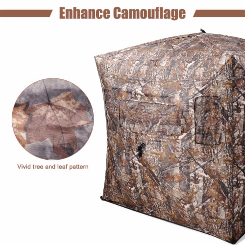 Yescom Pop Up Hunting Ground Blind Real Tree Camo Tent Hunt Turkey Deer Extra Large Hub Perspective: left