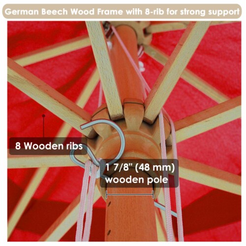 Yescom 13FT Large Outdoor Patio Umbrella UV30+ Wood 8 Rib Pole for Table Beach Yard Garden Perspective: left