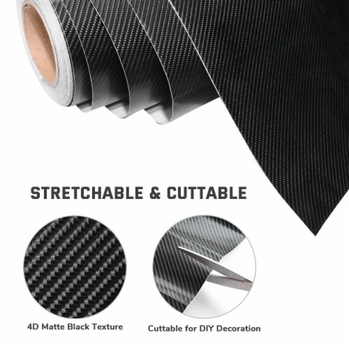5' x 100' 4D Carbon Fiber Vinyl Wrap Rolls for Vehicle Motorcycle Sticker Black Perspective: left