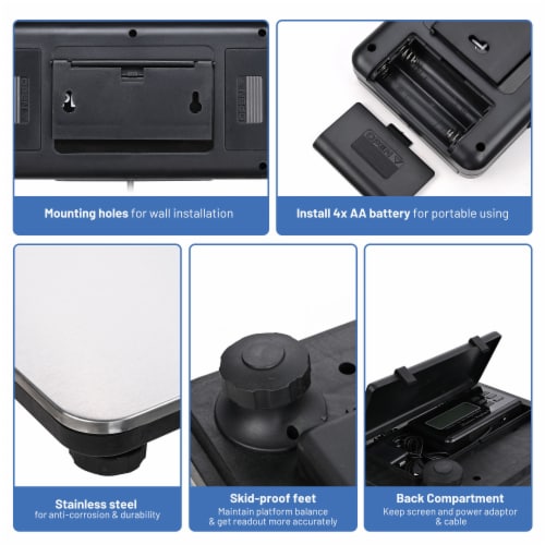 660lbs LCD AC Digital Floor Bench Scale Postal Platform Shipping 300KG Weigh Perspective: left