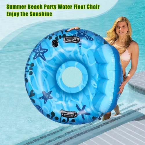 Inflatable Lounger Pool Float with a Rubber Handle Perspective: left