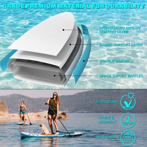 Inflatable Paddle Board Stand up Adults with Adjustable Paddle Perspective: left