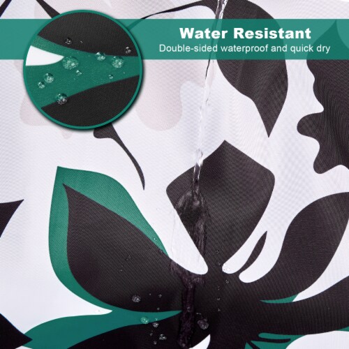 Floral Fabric Shower Curtain 72x72 Inches, with Rust Hooks,Black White Perspective: left