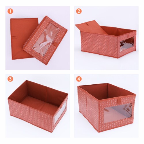 uxcell Collapsible Storage Basket Bedroom Living Room Organizer Perspective: left