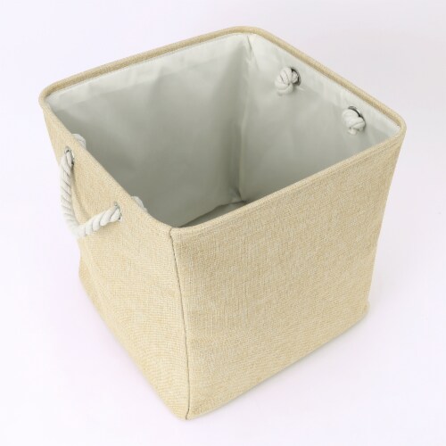 uxcell Square Fabric Collapsible Storage Basket Bin with Handle Perspective: left