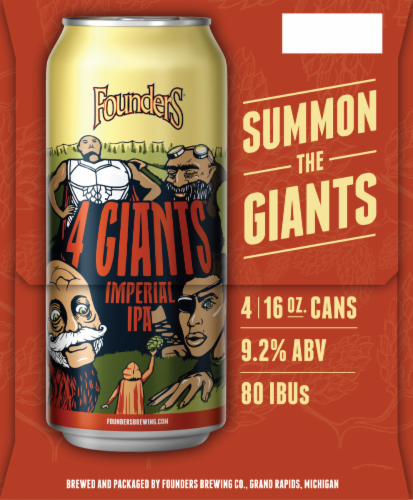 Founders Brewing 4 Giants Imperial IPA Craft Beer Perspective: left