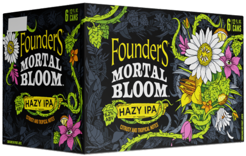 Founders® Mortal Bloom® Hazy IPA Craft Beer Cans Perspective: left