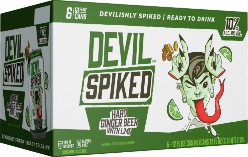 Devil Spiked Hard Ginger Beer with Lime Cans Perspective: left