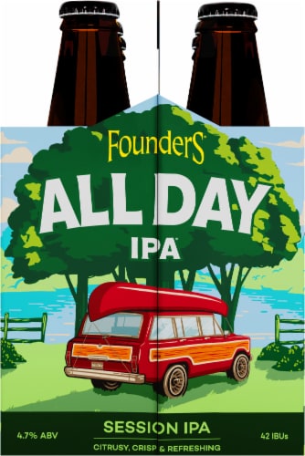 Founders® Brewing All Day IPA® Session Ale Beer Bottles Perspective: left