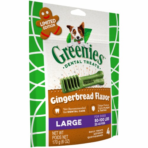 Greenies™ Large Limited Edition Gingerbread Flavor Dental Dog Treats Perspective: left