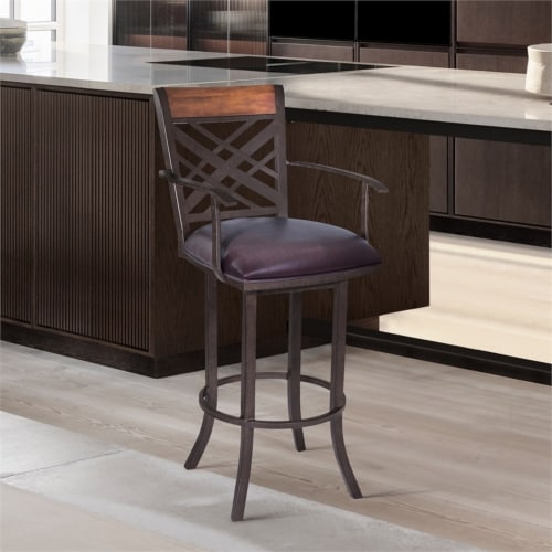 Tahiti 30" Arm Barstool in Auburn Bay finish with Brown Pu upholstery Perspective: left