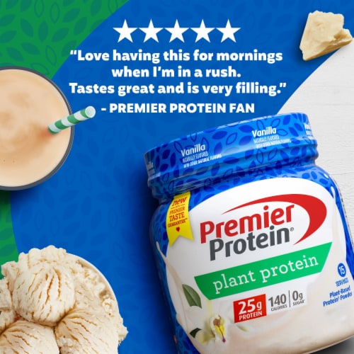 Premier Protein® Vanilla Plant-Based Protein Powder Perspective: left