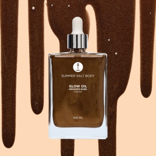 Summer Salt Body Bronzed Babe Cacao Shimmer Sparkle Body Glow Oil, Non-Sticky - 100ml Perspective: left