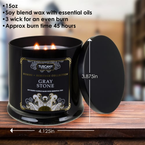 Tuscany Candle™ Homme & Heritage Collection Gray Stone Scented Jar Candle Perspective: left